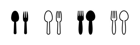spoon and fork icon set. spoon, fork and knife icon vector. restaurant iconのイラスト素材