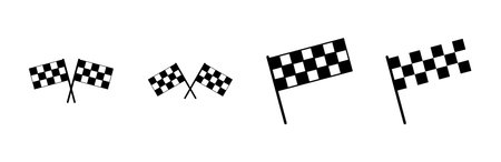 Racing flag icon set. race flag icon.Checkered racing flag iconのイラスト素材