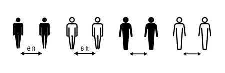 Social distance icon set. social distancing icon. self quarantine signのイラスト素材