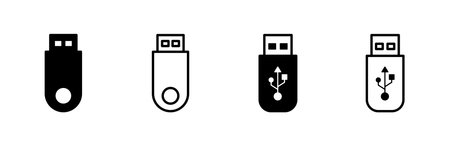 Usb icon set. Flash disk icon vector