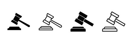 Gavel icon set. judge gavel icon vector. law icon vector. auction hammerのイラスト素材