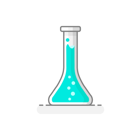 Scientific Flask with chemical liquid - Laboratory glassware icon 2. Flat design concept. Vector illustration.のイラスト素材