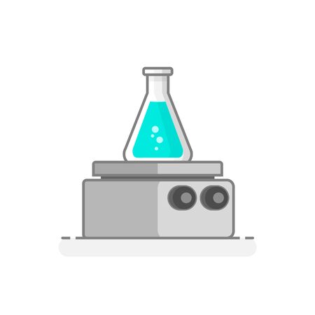 Scientific Heating Plate. Laboratory glassware icon. Flat design concept. Vector illustration.のイラスト素材