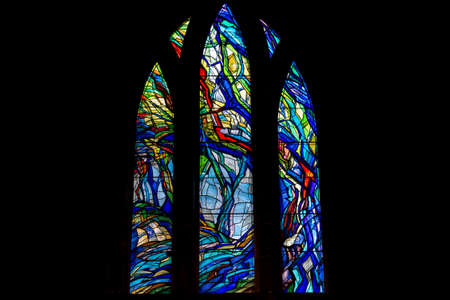 GLASGOW, SCOTLAND, DECEMBER 16, 2018: Stained glass of interiors of Glasgow Cathedral, also known as High Kirk or St. Mungo. An excellent example of Scottish Gothic architectureのeditorial素材