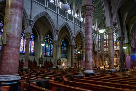 DUBLIN, IRELAND, DECEMBER 21, 2018: Interior of Church of St. Augustine and St. John, commonly known as John's Lane Church, a large Roman Catholic Church located on Thomas Streetのeditorial素材