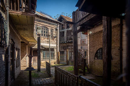 GONZALEZ CATAN, ARGENTINA, SEPTEMBER 28, 2019: Abandoned buildings in the amazing medieval town of...