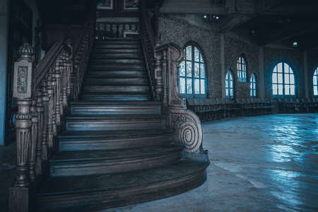 GONZALEZ CATAN, ARGENTINA, SEPTEMBER 28, 2019: Interior of abandoned building in the amazing medieval town of Campanopolisのeditorial素材