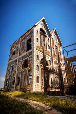 GONZALEZ CATAN, ARGENTINA, SEPTEMBER 28, 2019: Abandoned buildings in the amazing medieval town of Campanopolisのeditorial素材