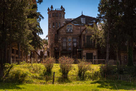 GONZALEZ CATAN, ARGENTINA, SEPTEMBER 28, 2019: Abandoned buildings in the amazing medieval town of Campanopolisのeditorial素材