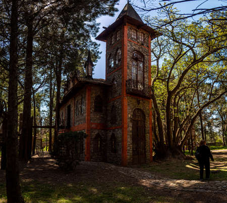 GONZALEZ CATAN, ARGENTINA, SEPTEMBER 28, 2019: Abandoned buildings in the amazing medieval town of Campanopolisのeditorial素材