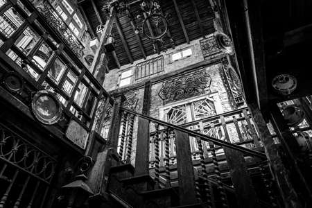 GONZALEZ CATAN, ARGENTINA, SEPTEMBER 28, 2019: Interior of the iron museum, an abandoned building in the amazing medieval town of Campanopolis, with lots of metal objects of any kindのeditorial素材