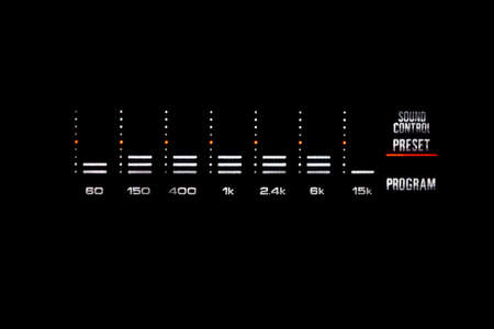 Old stereo graphic volume equalizer glowing in the dark