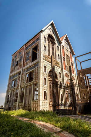 GONZALEZ CATAN, ARGENTINA, SEPTEMBER 28, 2019: Abandoned buildings in the amazing medieval town of Campanopolis.のeditorial素材