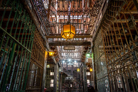 GONZALEZ CATAN,ARGENTINA,SEPTEMBER 28,2019:Interior of the iron museum, in the amazing medieval town of Campanopolis, with lots of metal objects of any kind.Translation of Fourth Section in Spanishのeditorial素材
