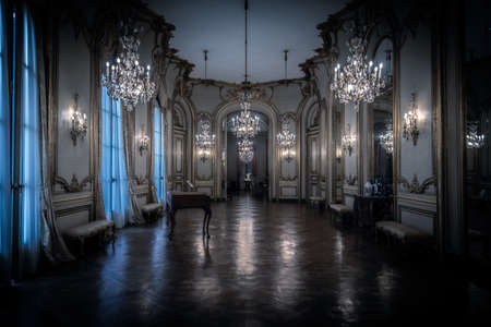 BUENOS AIRES, ARGENTINA, JANUARY 30, 2021: Majestic view of dance saloon of an old french like architecture palace, now the Museum of Decorative Artのeditorial素材