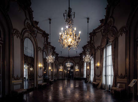 BUENOS AIRES, ARGENTINA, JANUARY 30, 2021: Majestic view of dance saloon of an old french like...