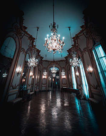 BUENOS AIRES, ARGENTINA, JANUARY 30, 2021: Majestic view of dance saloon of an old french like architecture palace, now the Museum of Decorative Artのeditorial素材