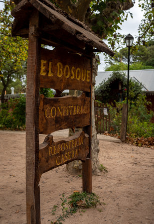 CORDOBA, ARGENTINA, APRIL 30, 2022: Entrance to hidden tea house into a forest called El Bosque in Villa Giardinoのeditorial素材
