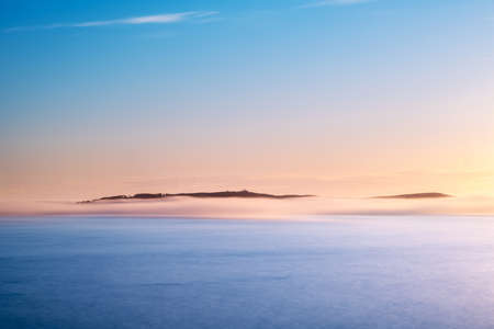 Panorama view of Ons and Onza islands in the RÃ­a de Pontevedra in Galicia, Spain. This islands were designated a Special Protection Area for bird-life in 2001 by the European Union, and a year later they became part of the Atlantic Islands of Galicia National Park.の写真素材