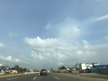 View of a highway bridge while passing under itのeditorial素材