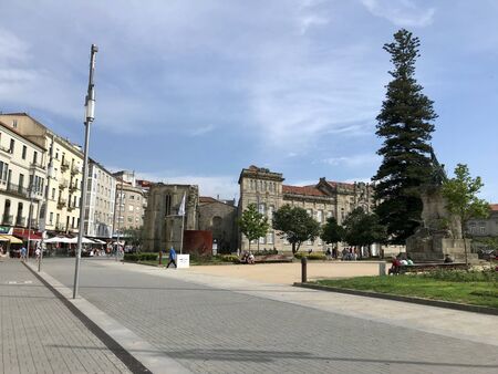 Pontevedra, Pontevedra / Spain - July 6 2018: View of the ruins of the ancient convent of Santo...