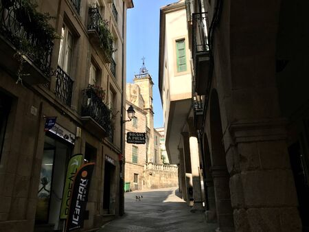 Oursense, Ourense / Spain - August 20 2018: View of the streets of the city center of Ourense in Galicia during a sunny day of summerのeditorial素材