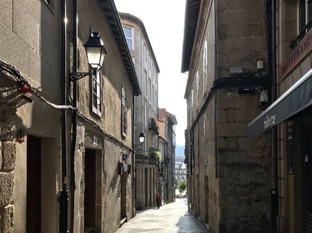 Oursense, Ourense / Spain - August 20 2018: View of the streets of the city center of Ourense in Galicia during a sunny day of summerのeditorial素材