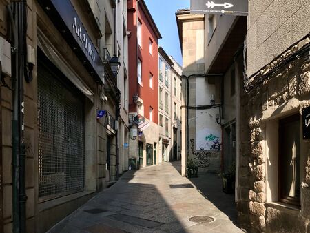 Oursense, Ourense / Spain - August 20 2018: View of the streets of the city center of Ourense in Galicia during a sunny day of summerのeditorial素材