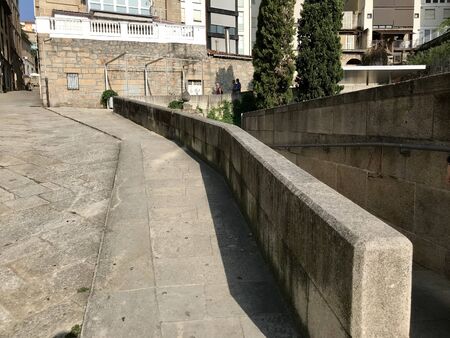Oursense, Ourense / Spain - August 20 2018: View of the streets and buildings of the city center of Ourense in Galicia during a sunny day of summerのeditorial素材