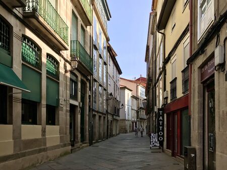 Oursense, Ourense / Spain - August 20 2018: View of the streets of the city center of Ourense in Galicia during a sunny day of summerのeditorial素材