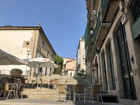 Oursense, Ourense / Spain - August 20 2018: View of the streets and buildings of the city center of Ourense in Galicia during a sunny day of summerのeditorial素材