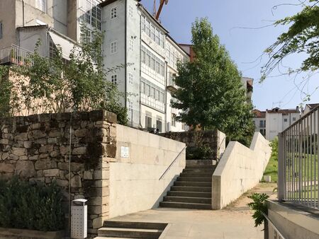 Ourense, Ourense / Spain - August 20 2018: View of the hot spring zone of Fonte Das Burgas in the...