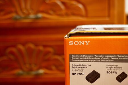Puebla, Puebla / Mexico - January 29 2020: Editorial illustrative view of the the box of a Sony...