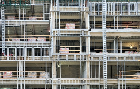 structure and scaffolding of a new building