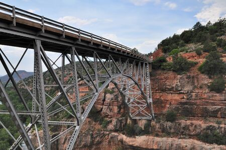 view of red rocks and bridge near Sedona, USAの写真素材