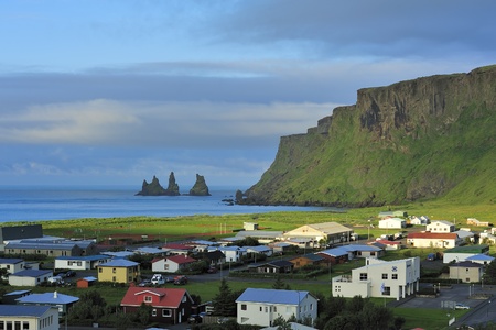 view of Vik city, Icelandのeditorial素材