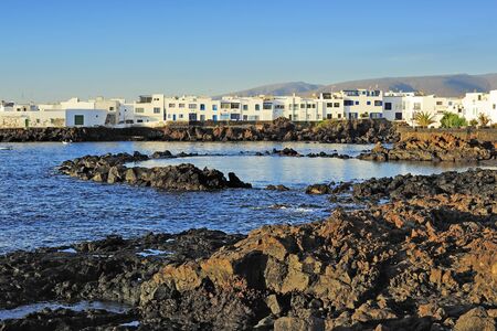view of coast near Punta Mujeres village, Lanzarote Island, Canary Islands, Spainの写真素材