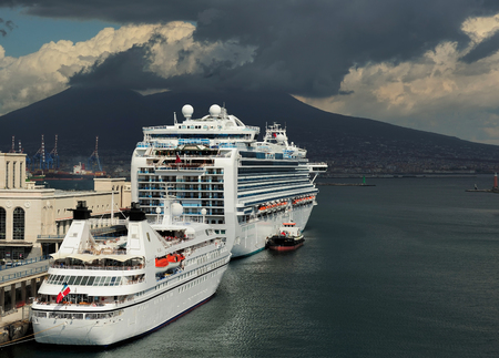 Vesuvius and port of Naples, Italyの写真素材