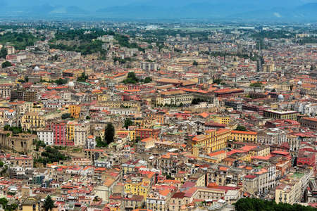 aerial view of roofs of Naples, Italyの写真素材