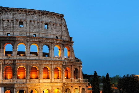 Flavian amphitheater  Colosseum  at the evening, Rome, Italy の写真素材