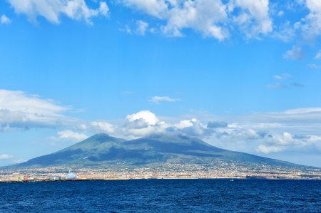 skyline of golf of Naples and Vesuvius, Italyの写真素材