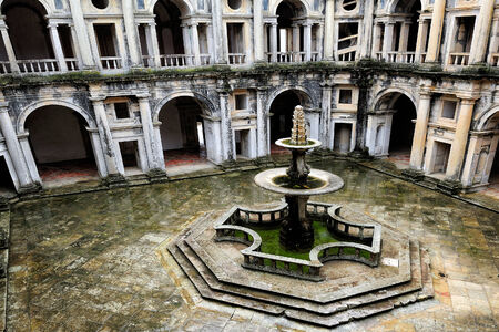 view of the Renaissance Cloister of John III, Tomar, Portugalのeditorial素材