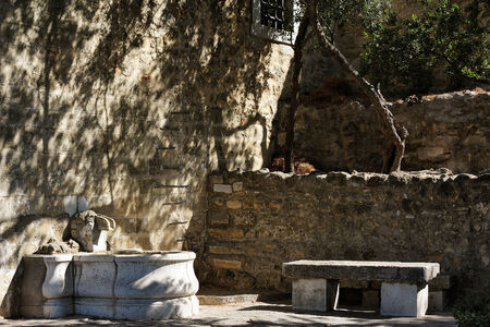 wall in the Castle of San Jorge,Alfama, Lisbon, Portugalのeditorial素材