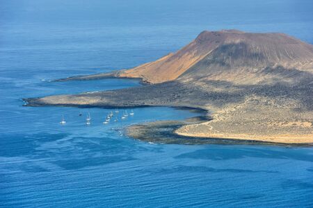 view of the part of Graciosa Island from Mirador del Rio, Lanzarote Island, Canary Islands, Spainの写真素材