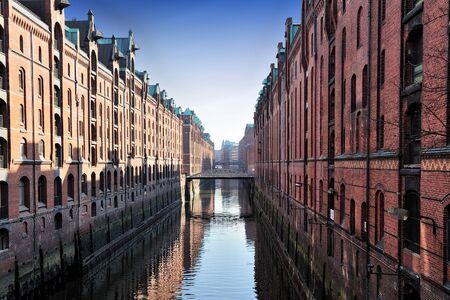 channel and bridges Kehrwieder-Brooksfleet, Hamburg, Germany
