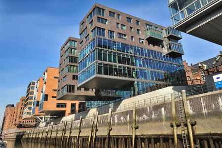 HAMBURG, GERMANY - 19 MARCH 2015: Modern architecture at Traditionsschiffhafen at Sandtorhafen...