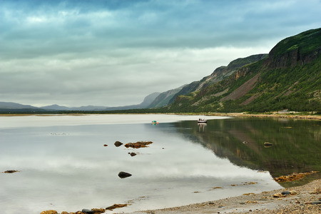 the coast of Anarjohka river, Finnmark, Norwayの写真素材