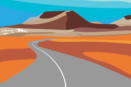 vector illustration of the road and natural volcanic landscapeのイラスト素材