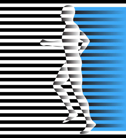 run, running man profile from lines, abstract vector silhouetteのイラスト素材