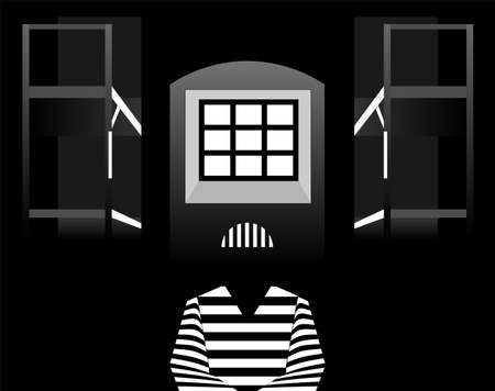vector illustration prisoner in prisonのイラスト素材